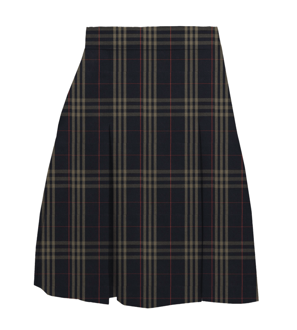 Plaid Polycot Box Pleat Skirt - P1C