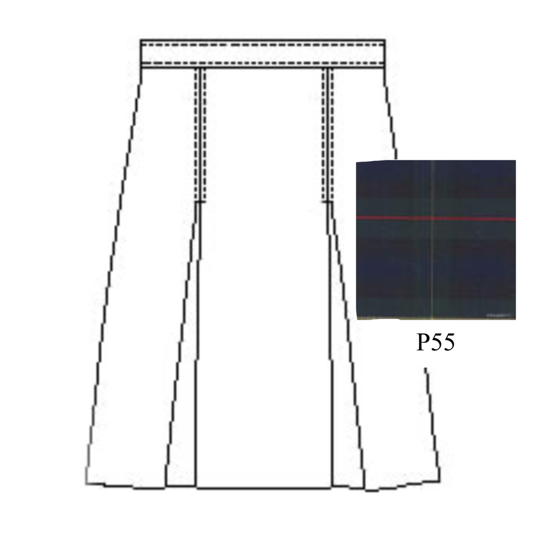 Plaid Poly-Cot Box Pleat Skirt - P55