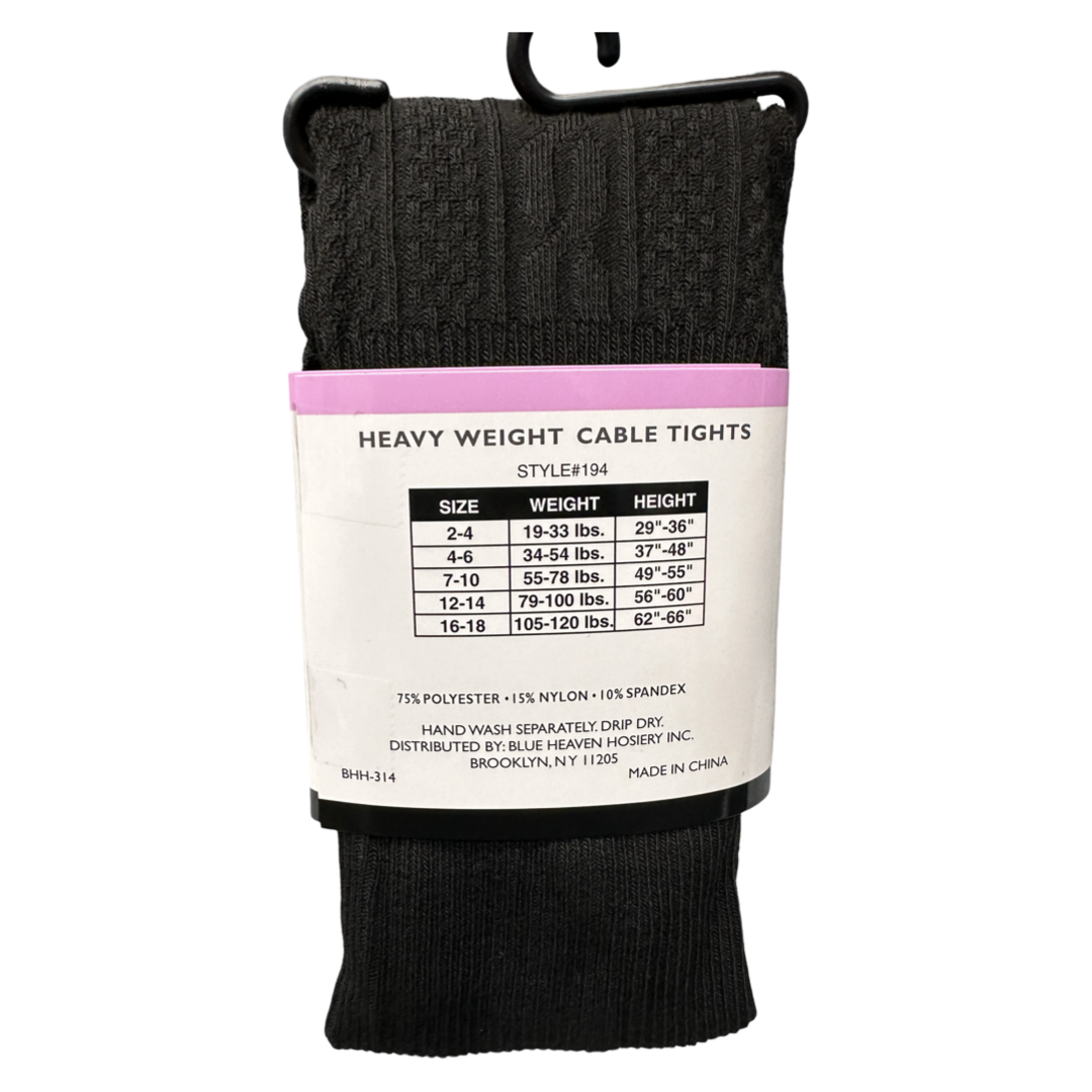 Blue Heaven Hosiery - Girls Heavy Weight Cable Tights W/ Spandex