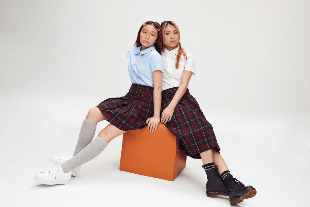 Plaid Pleated Skirt Below The Knee - Navy/Red