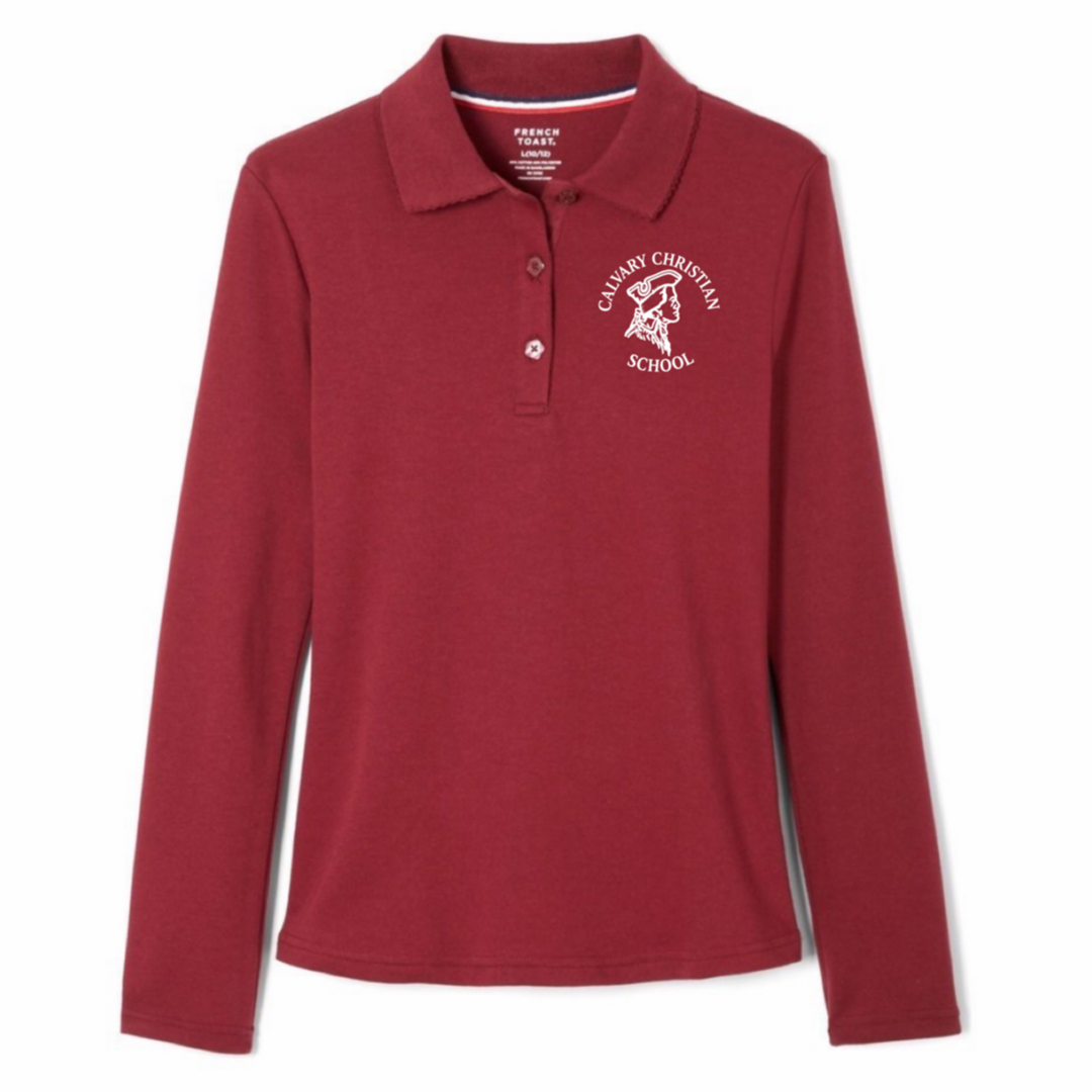 Calvary - Girl's Long Sleeve Picot Collar Polo - K3 - 4th