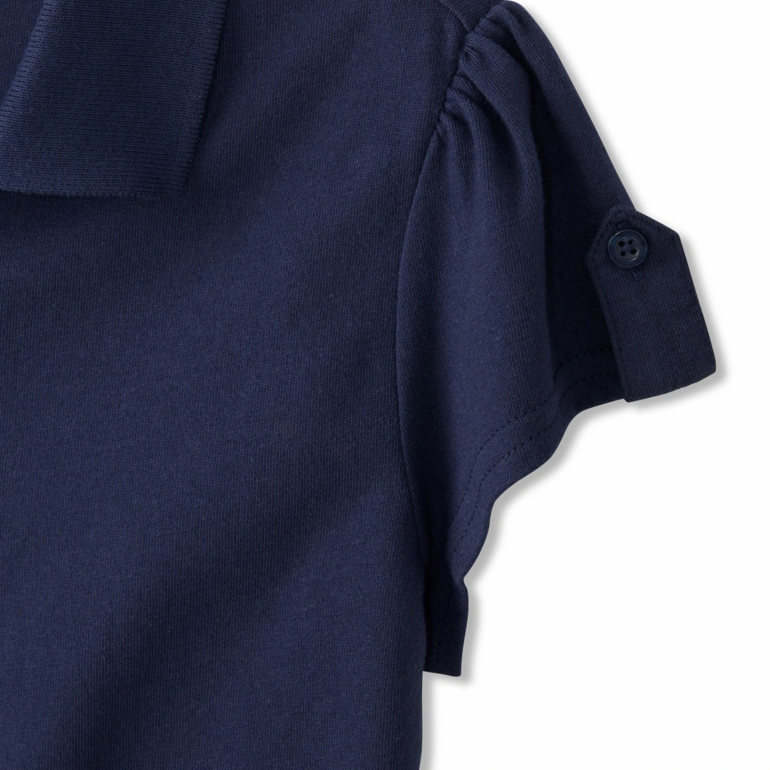 Girl's Short Sleeve Jersey Polo w/ Sleeve Tabs