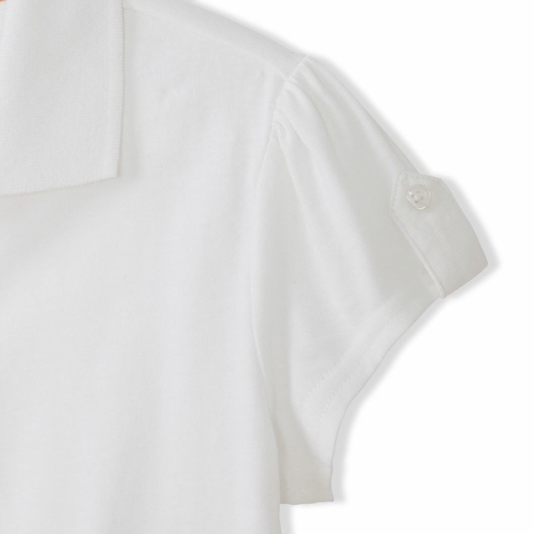Girl's Short Sleeve Jersey Polo w/ Sleeve Tabs