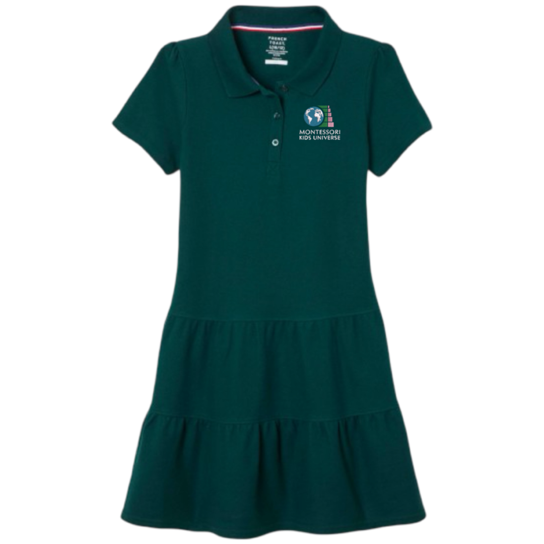Montessori Kids - Girl's Short Sleeve Ruffle Piqué Polo Dress