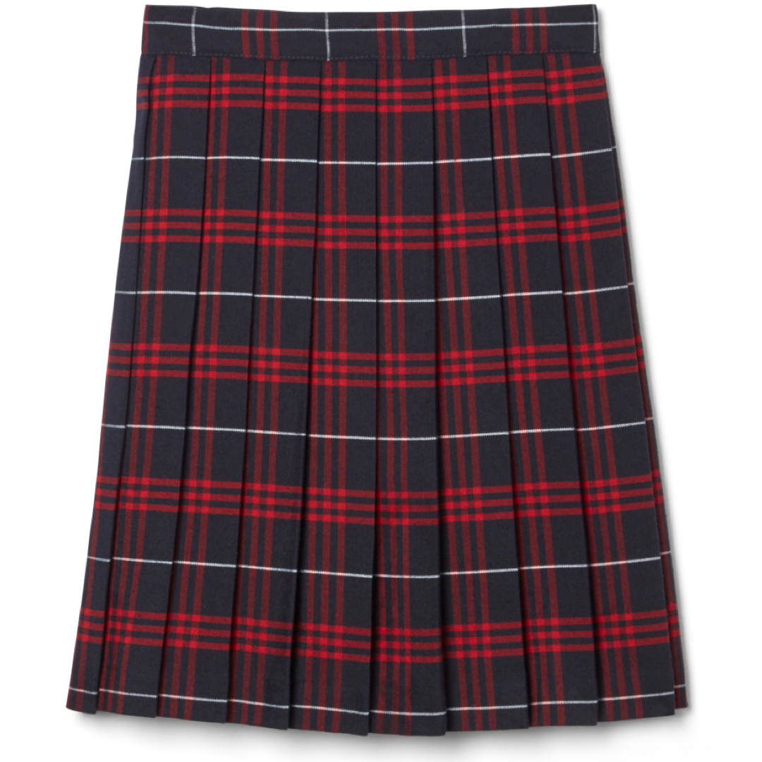 Holy Martyrs - Plaid Pleated Skirt To The Knee - Navy/Red