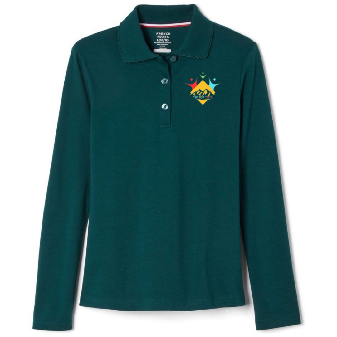 Tip Top Tots - Girl's Long Sleeve Picot Collar Polo
