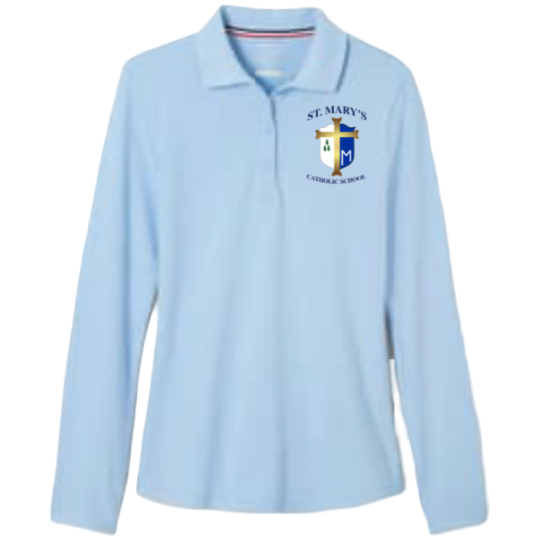 St. Mary's Catholic School TX - Girl's Long Sleeve Picot Collar Polo