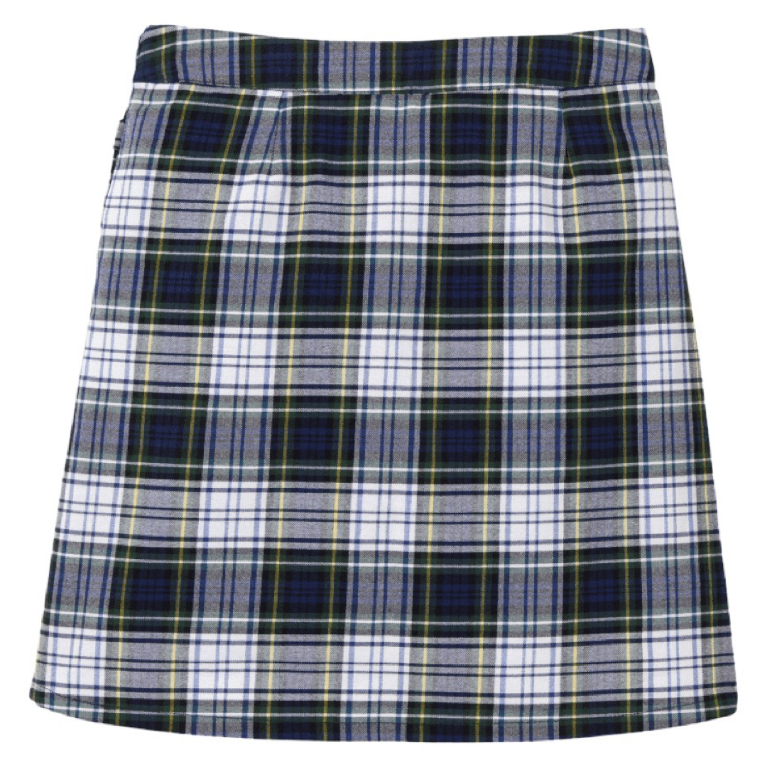 Mount Zion - Girl's Plaid Pleated 2-Tab Scooter - White / Navy