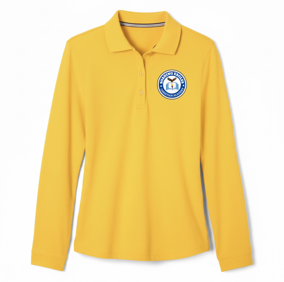 Soaring Eagles Christian Academy - Girl's / Young Women's Long Sleeve Stretch Piqué Polo