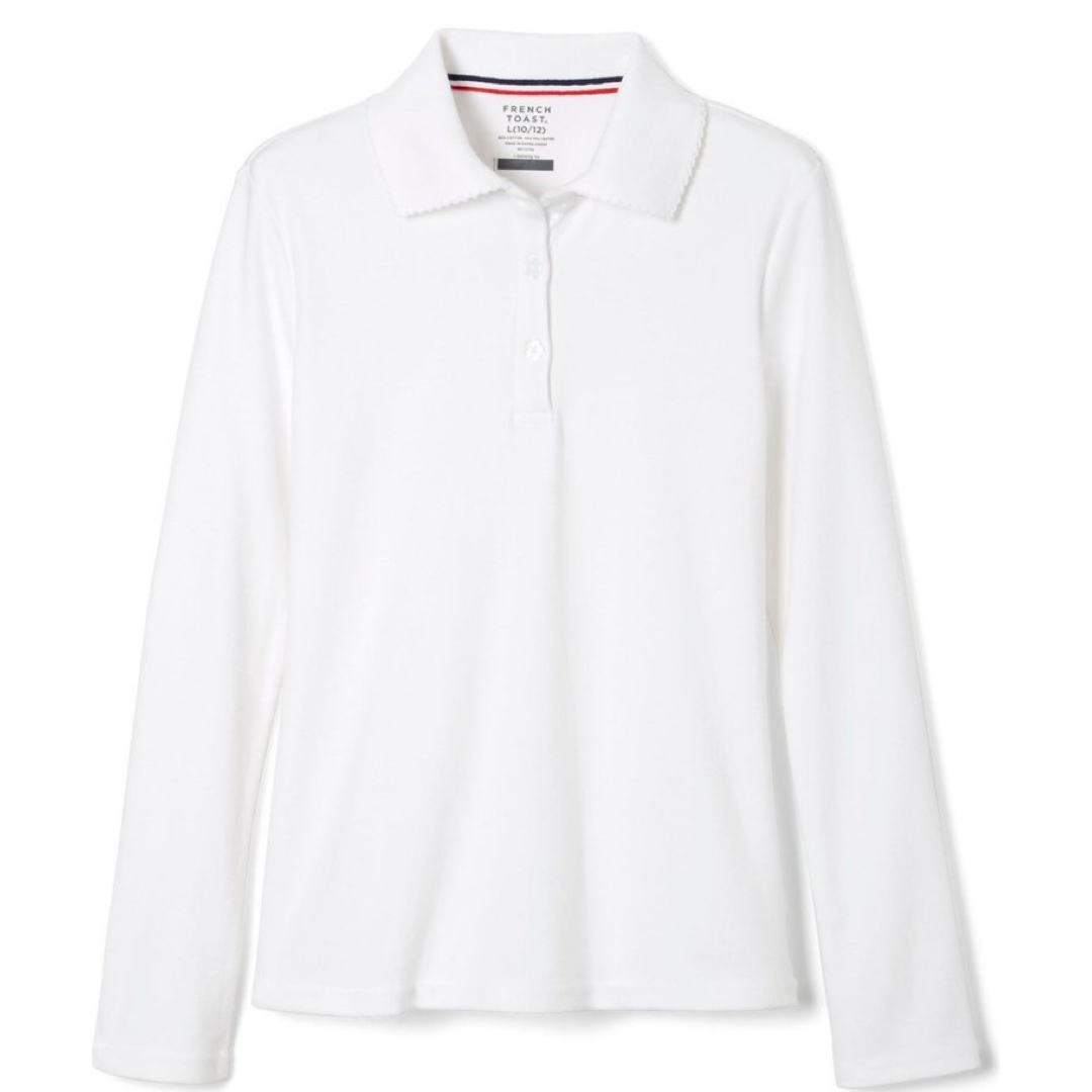 New Horizon - Girl's Long Sleeve Picot Collar Polo - No Logo