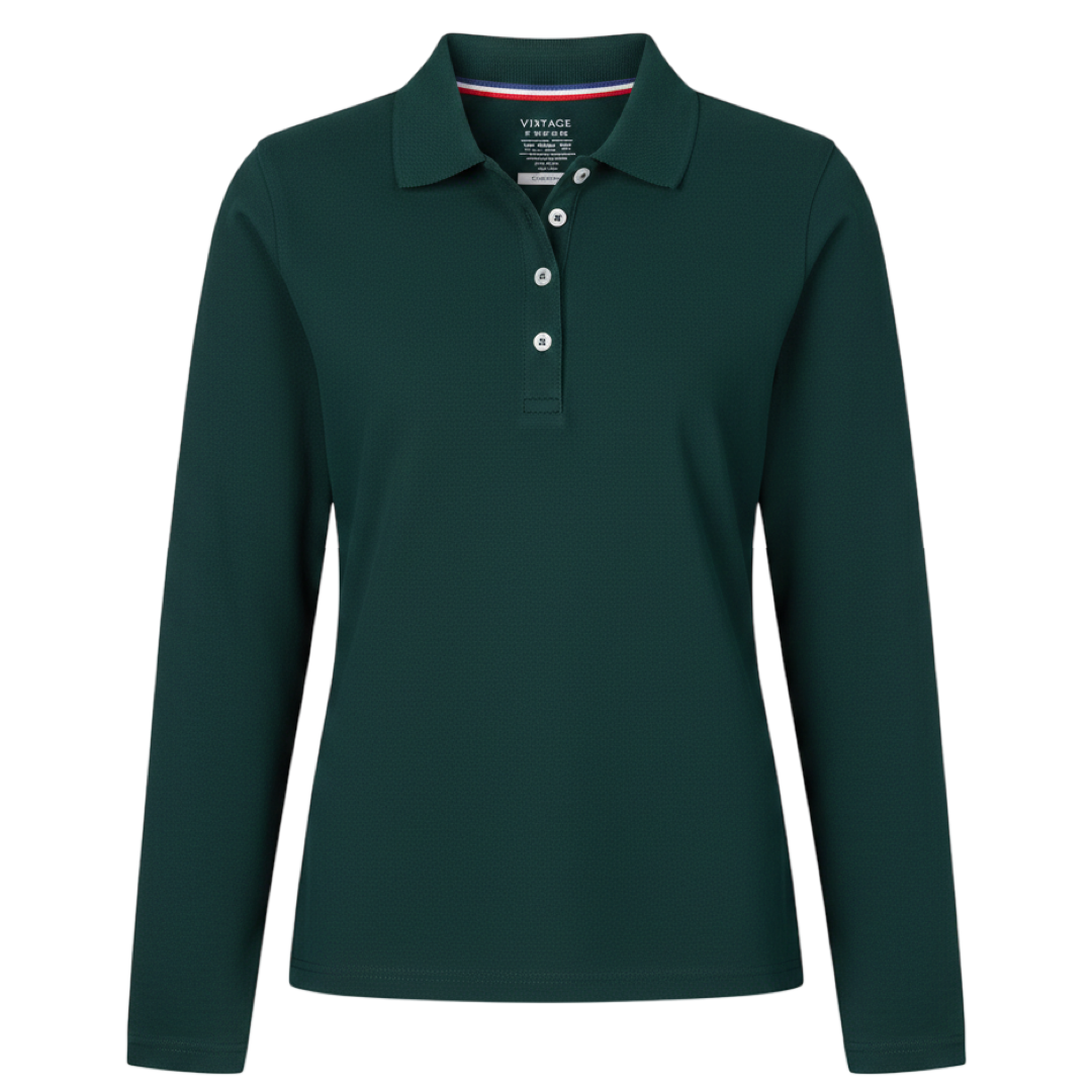 Girl's Long Sleeve Stretch Piqué Polo