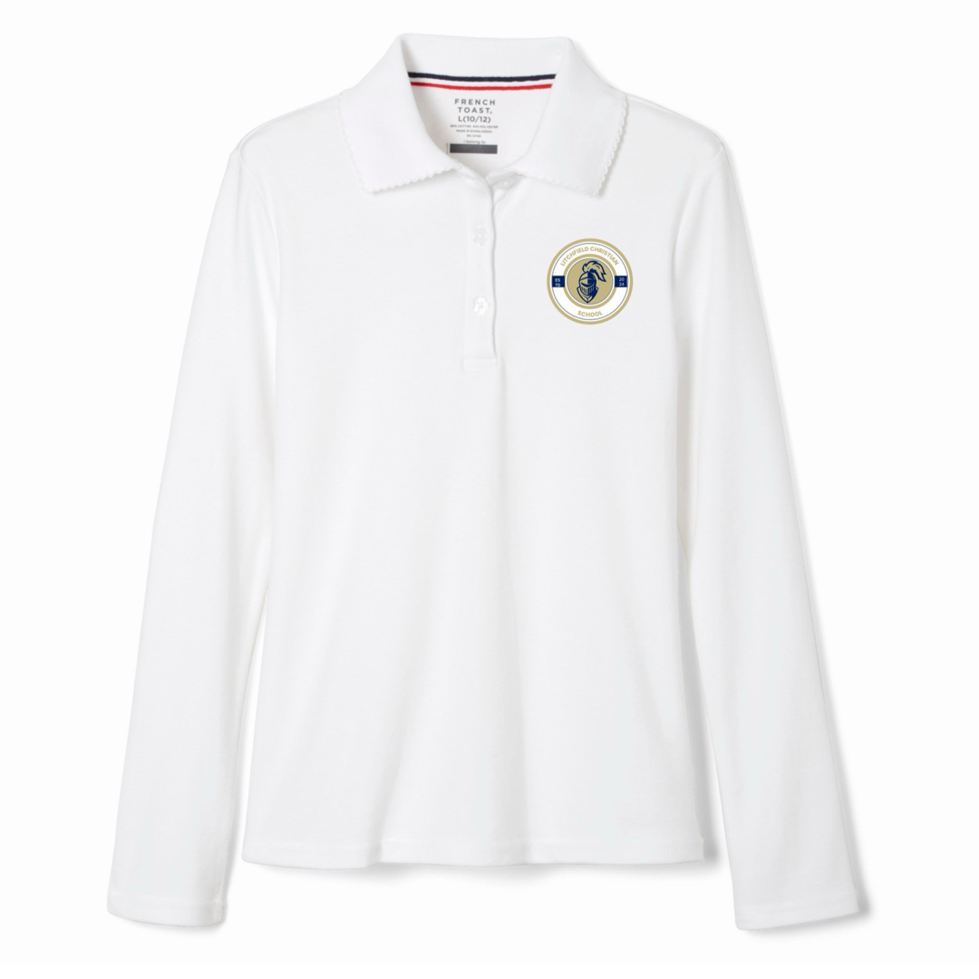 Litchfield Christian School - Girl's Long Sleeve Picot Collar Polos