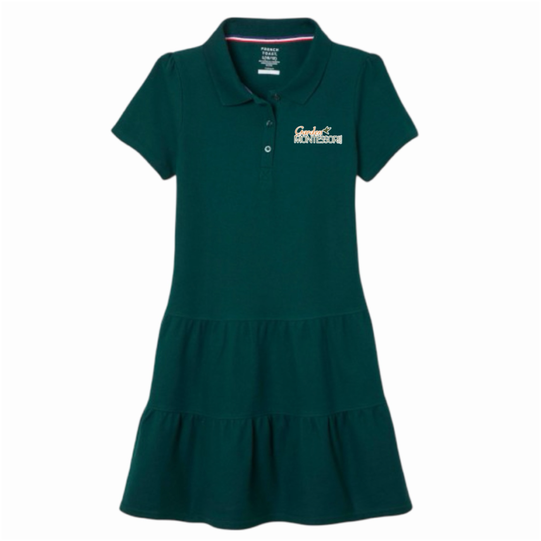 Garden Montessori School - Girl's Short Sleeve Ruffle Piqué Polo Dress