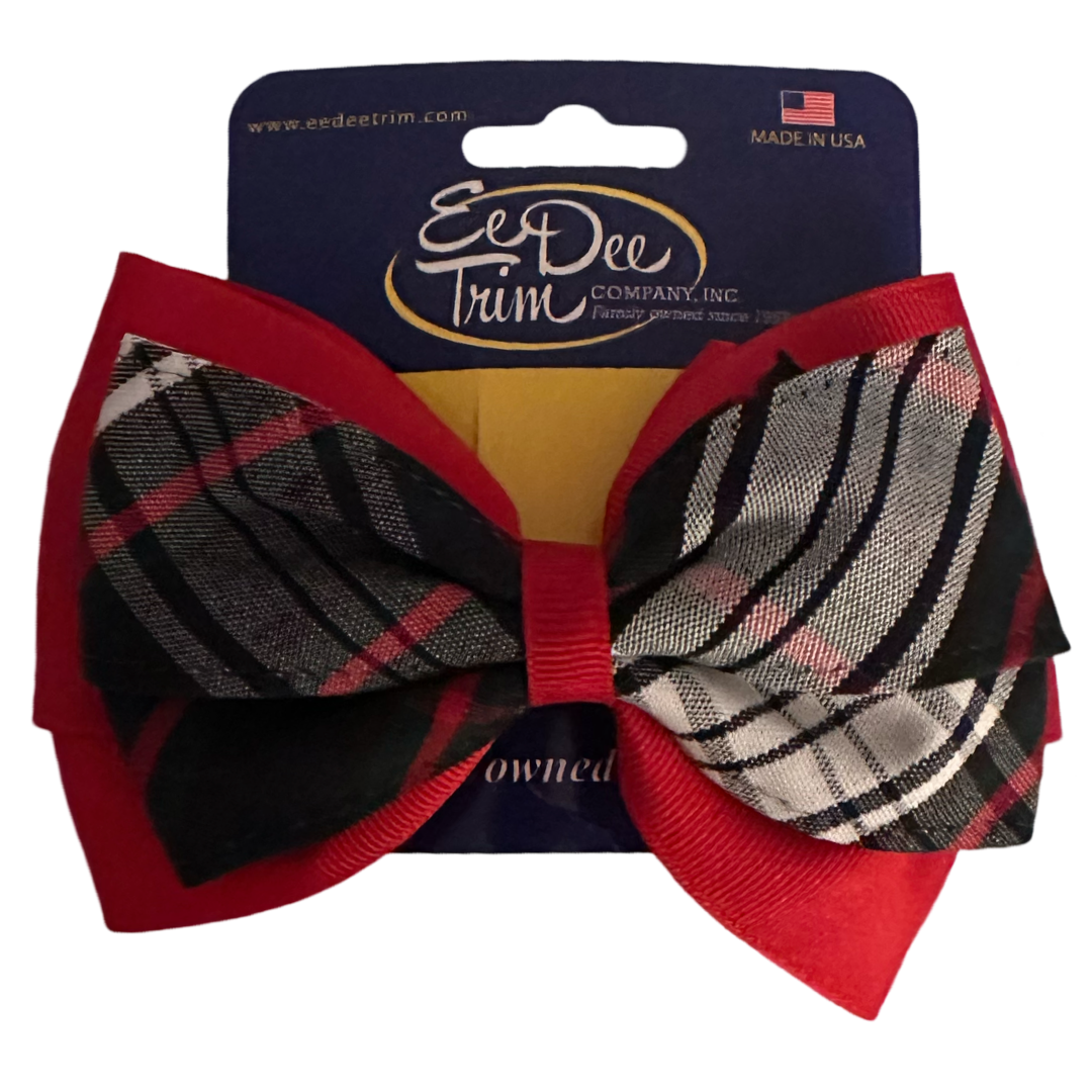 2 Layer Ribbon & Plaid Bow - P49