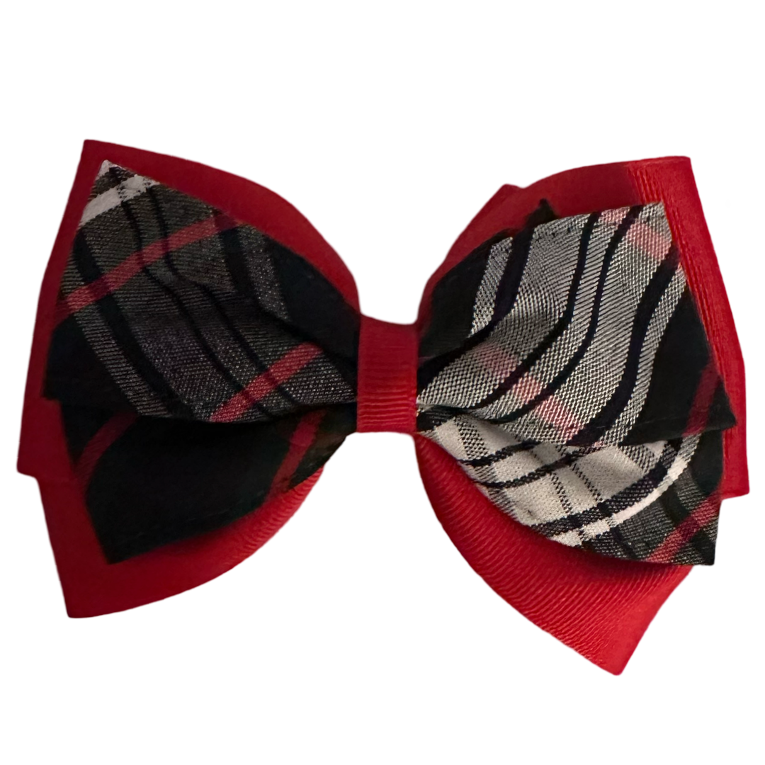 2 Layer Ribbon & Plaid Bow - P49