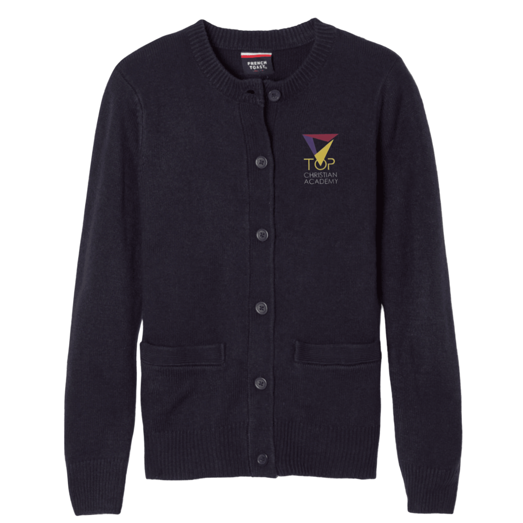 TOP Christian Academy - Girls Anti-Pill Crewneck Cardigan