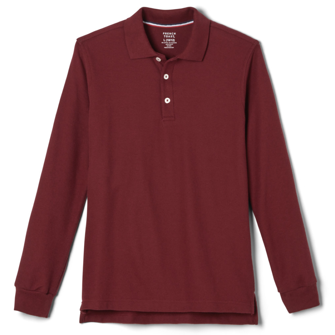 French Toast Adult Long Sleeve Pique Polo