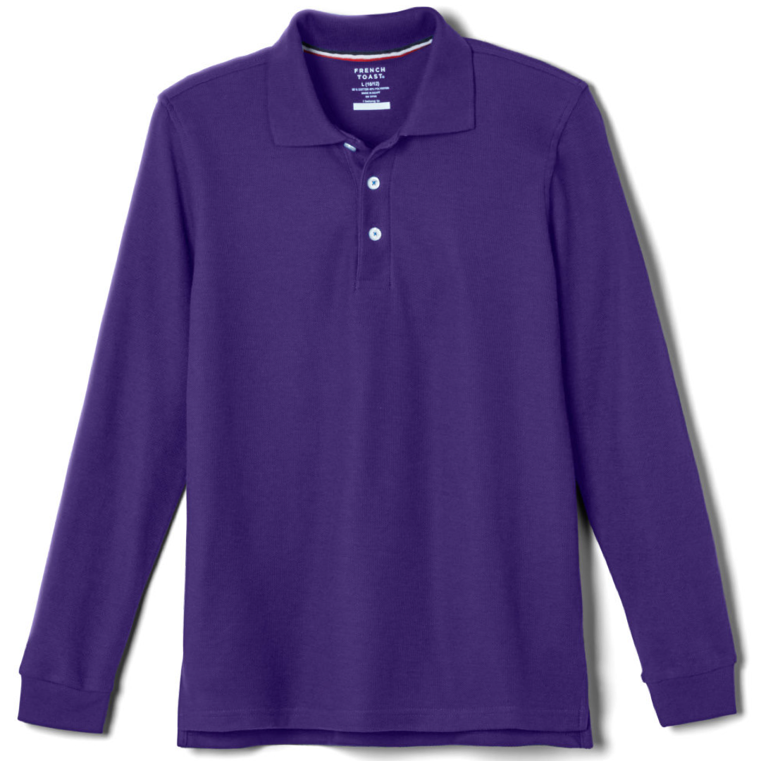 French Toast Adult Long Sleeve Pique Polo