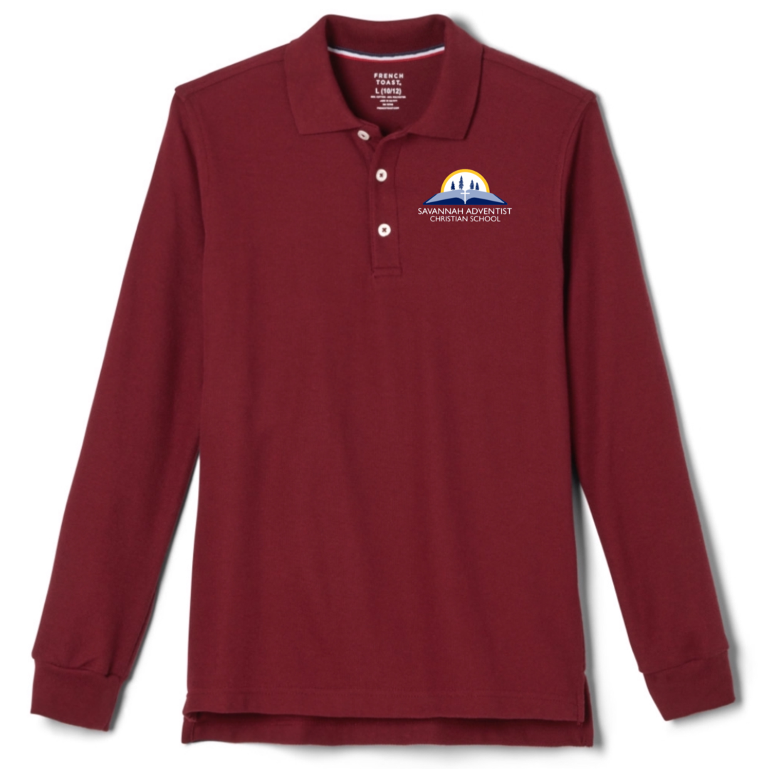 Savannah Adventist Christian - Boy's Husky Long Sleeve Pique Polo