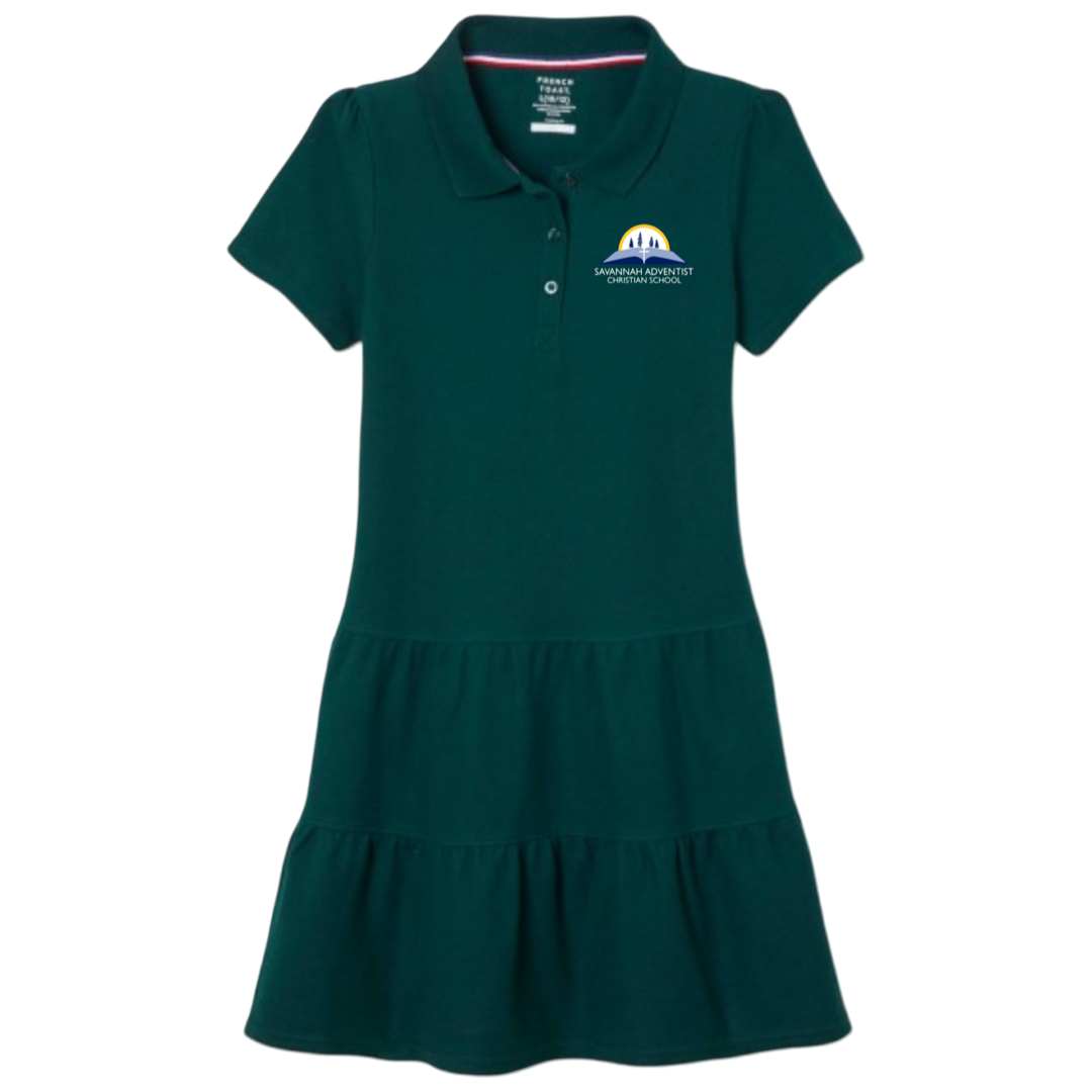 Savannah Adventist - Girl's Short Sleeve Ruffle Piqué Polo Dress