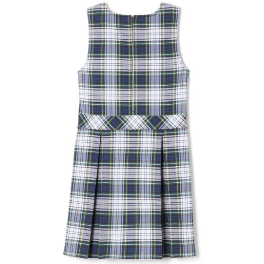 Radiant Christian School - Girl's Plaid Box Pleat Jumper - Navy & White