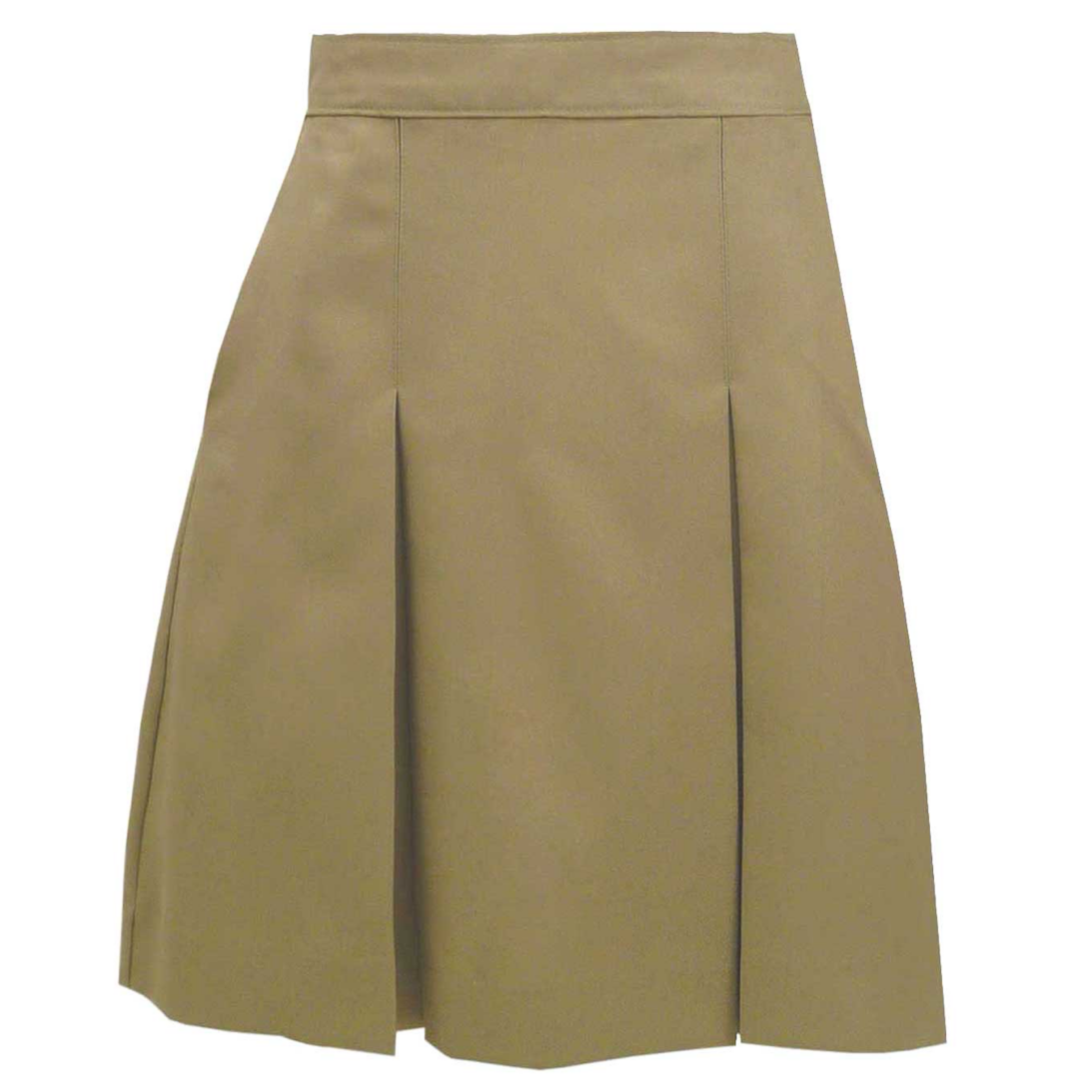 A+ Solid Poly Box Pleat Skirt - Plus Size - Khaki