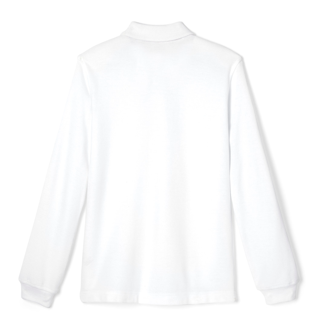 New Horizon - Co-Ed White Youth Long Sleeve Pique Polo - No Logo