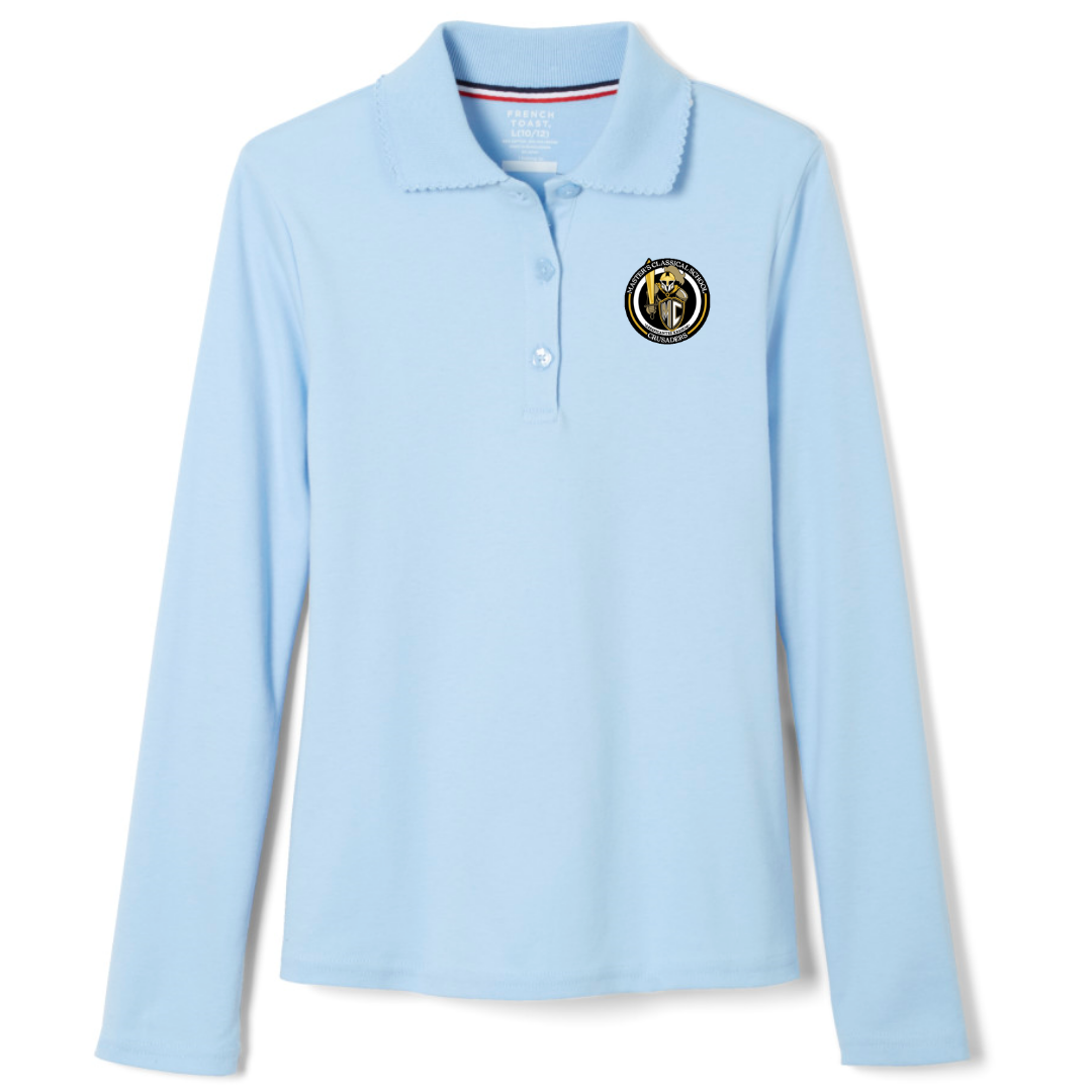 The Masters Class - Girl's Long Sleeve Picot Collar Polo
