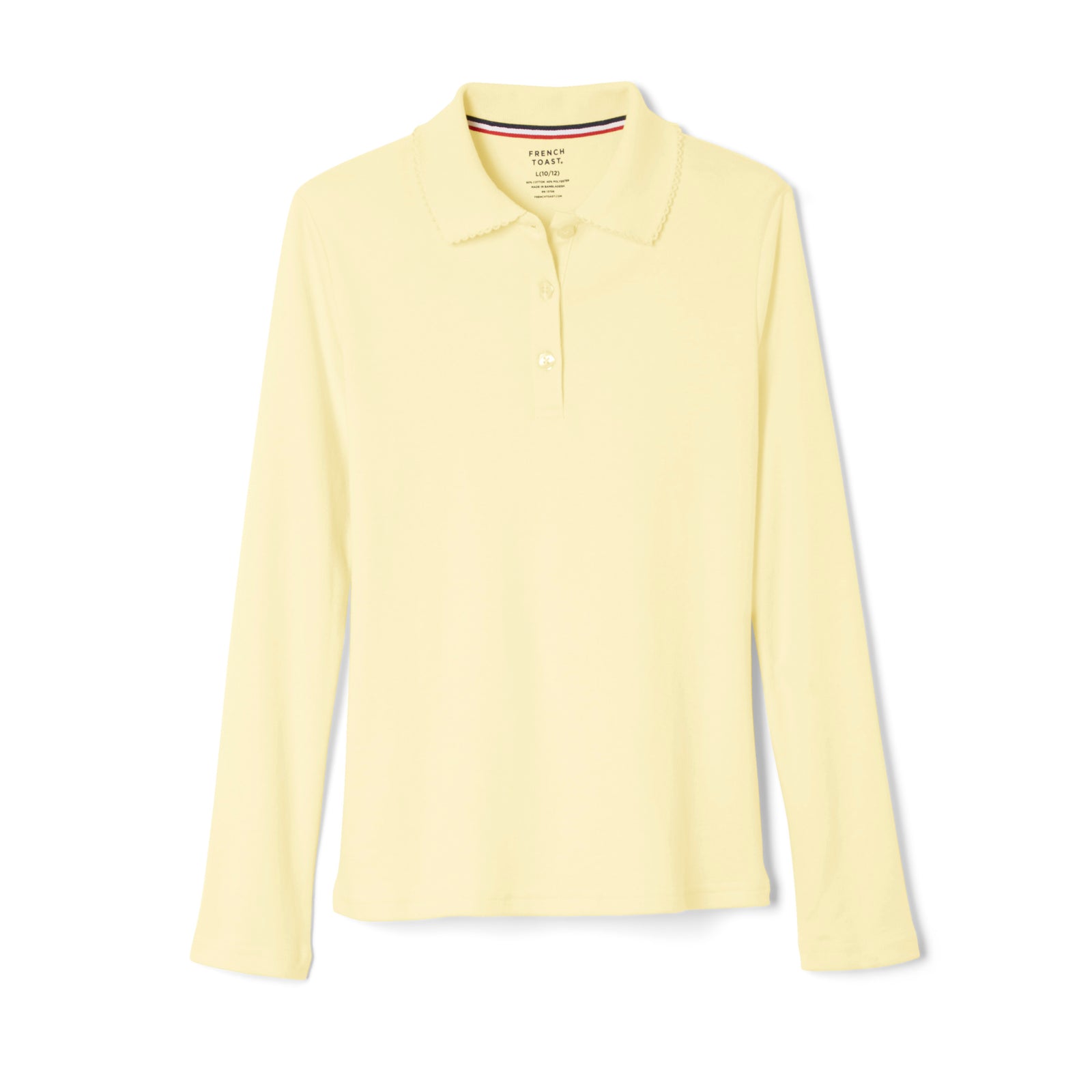 French Toast Toddler Long Sleeve Interlock Polo with Picot Collar