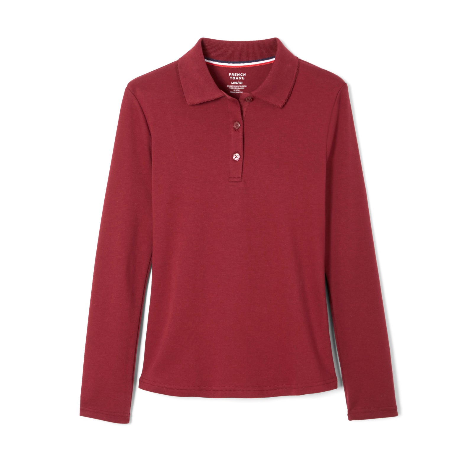 French Toast Toddler Long Sleeve Interlock Polo with Picot Collar