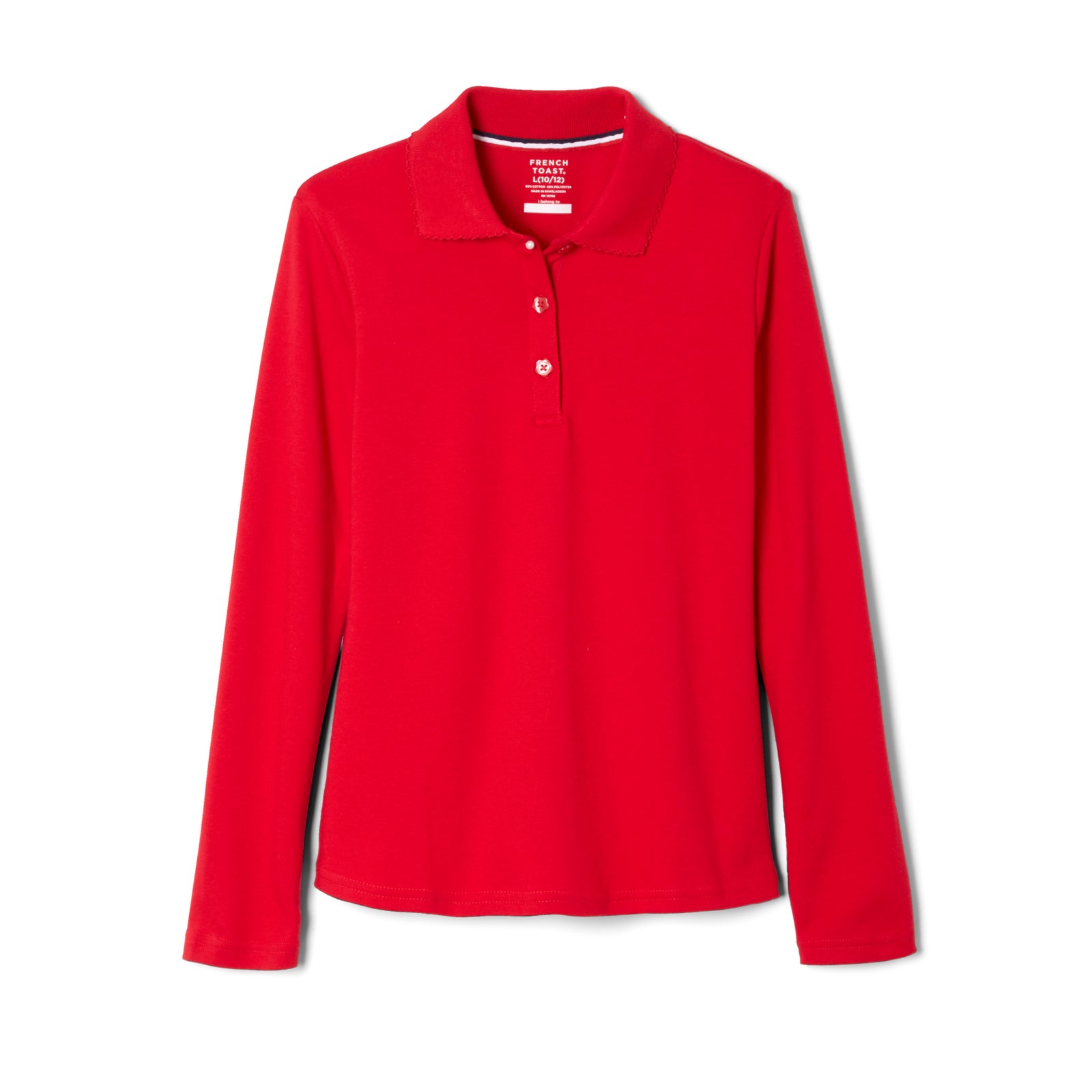 French Toast Toddler Long Sleeve Interlock Polo with Picot Collar