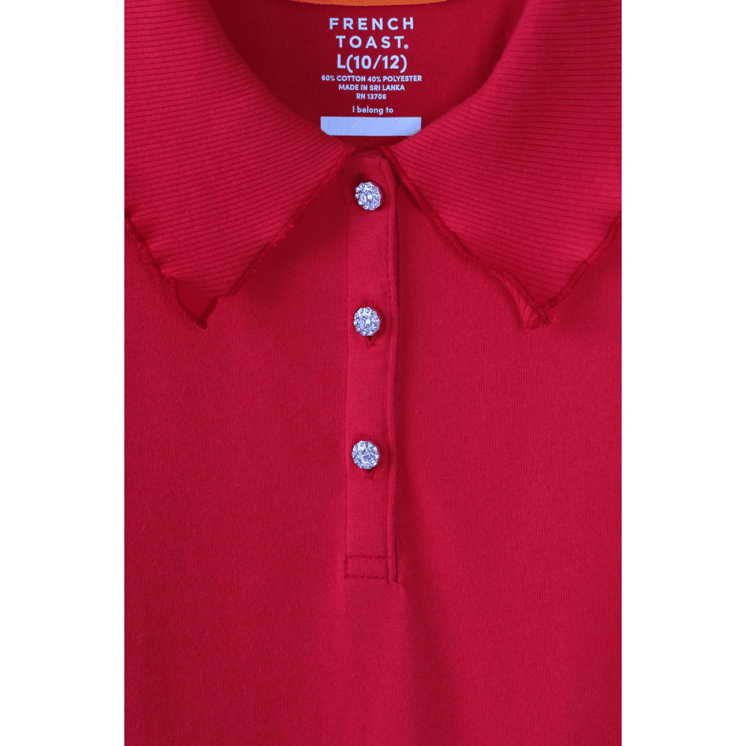 Short Sleeve Jersey Polo w/ Rhinestones