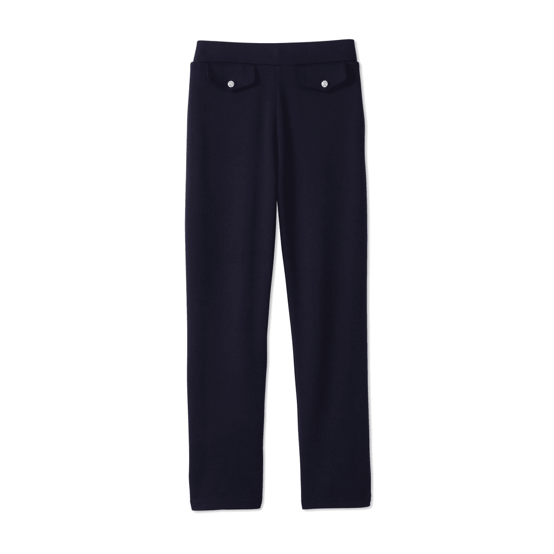 Girls' Pull-On Straight Fit Stretch Ponte Pant with Rhinestones