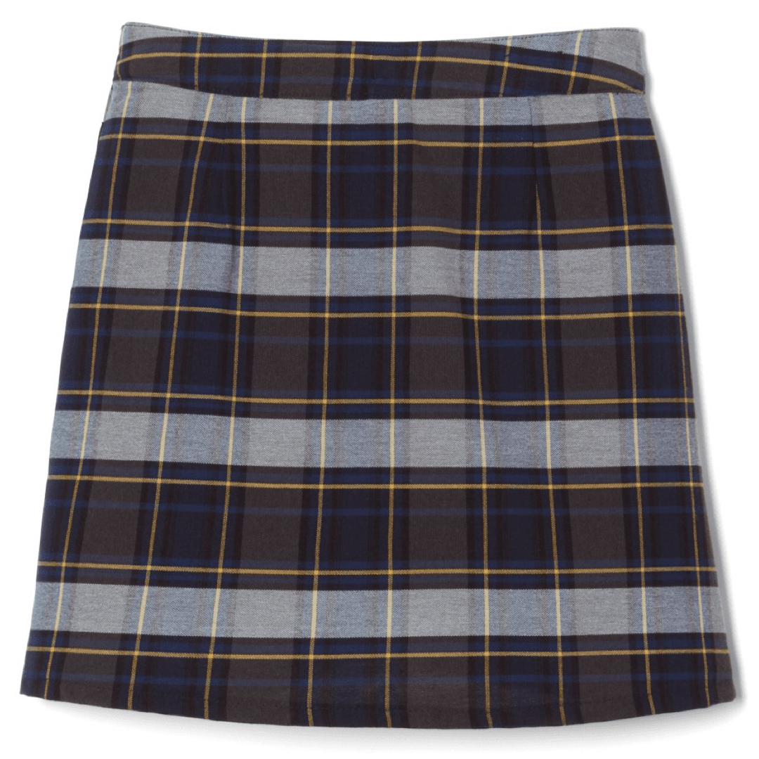 Girl's Plus Size Plaid Pleated 2-Tab Scooter - Blue / Gold Plaid