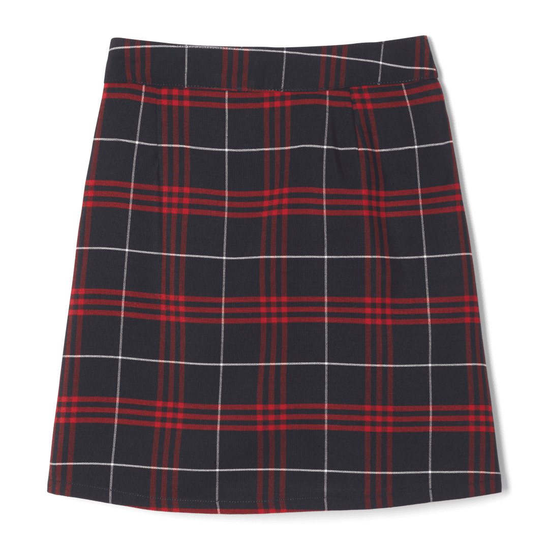Academy of Christian Education - Girl's Plaid Pleated 2-Tab Scooter - Navy / Red