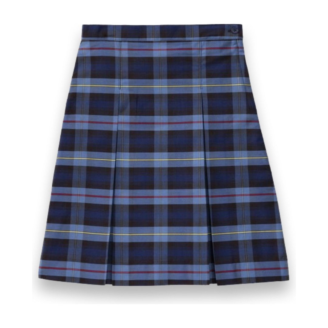 Plaid Poly-Cot Box Pleat Skirt - P41