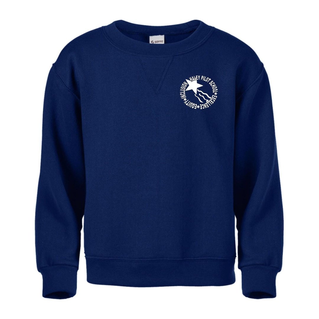 Haley Pilot Grades K-8 Navy Fleece Crew Sweatshirt - Kids