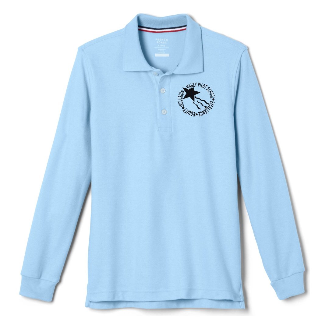 Haley Pilot Grades 6-8 Light Blue Long Sleeve Polo - Adult