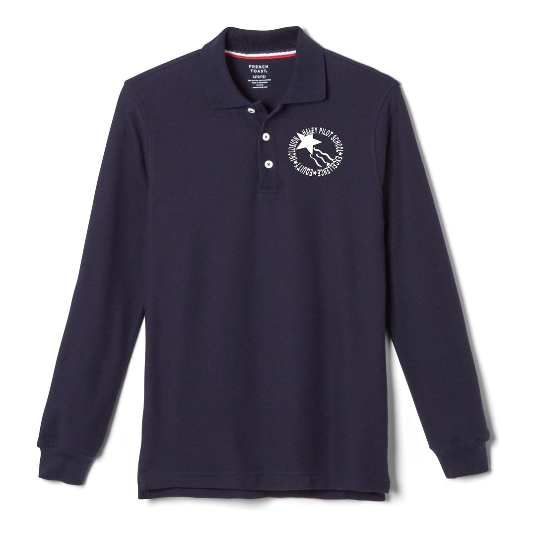 Haley Pilot Grades K-8 Navy Long Sleeve Polo - Kids