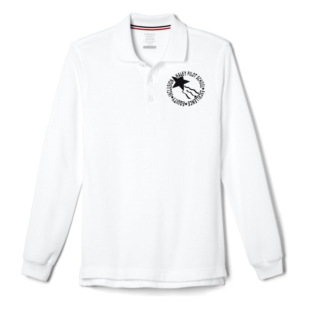 Haley Pilot Grades 6-8 White Long Sleeve Polo - Adult