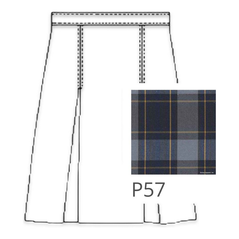 Valeo Academy - Plaid Polycot Box Pleat Skirt - P57