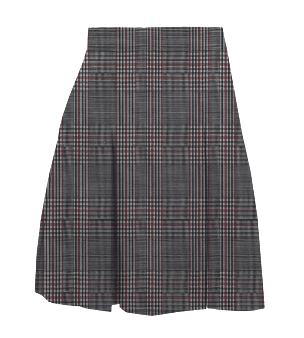 Plaid Poly-Cot Box Pleat Skirt  - Plaid 08G