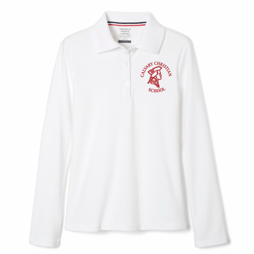 Calvary - Girl's Long Sleeve Picot Collar Polo - K3 - 4th