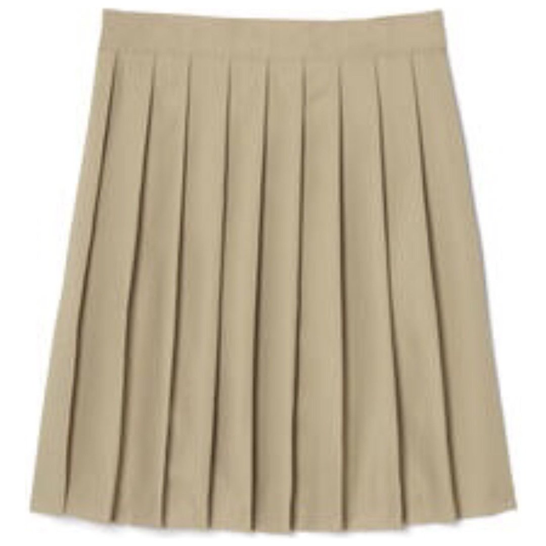 At The Knee Pleated Skirt - Plus Size - Khaki