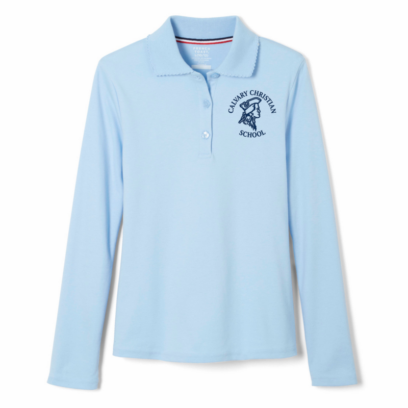 Calvary - Girl's Long Sleeve Picot Collar Polo - K3 - 4th