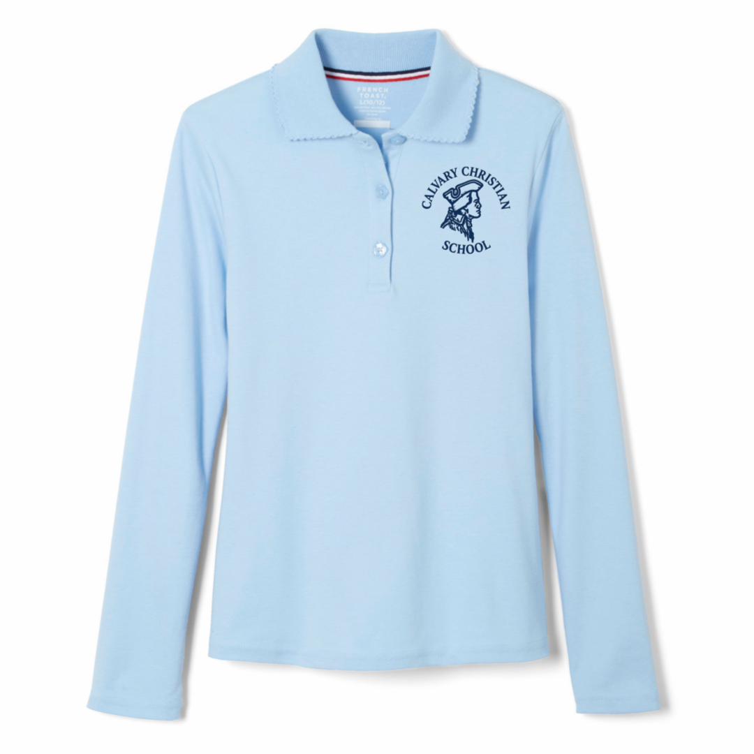 Calvary - Girl's Long Sleeve Picot Collar Polo - K3 - 4th