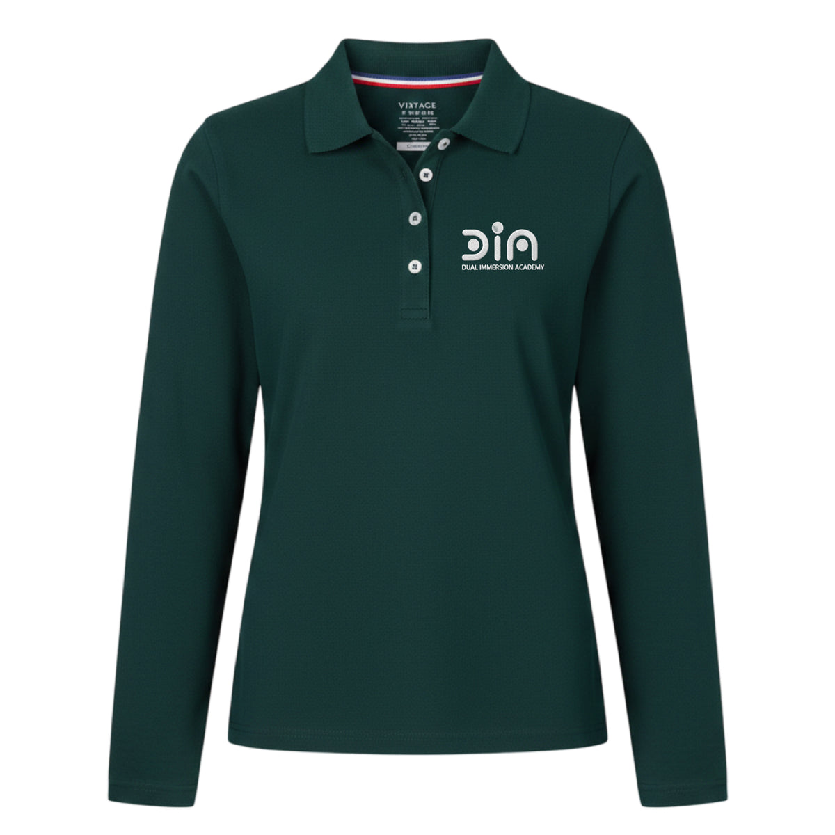 Dual Immersion Academy - Girl's / Young Women's Long Sleeve Stretch Piqué Polo - K-5