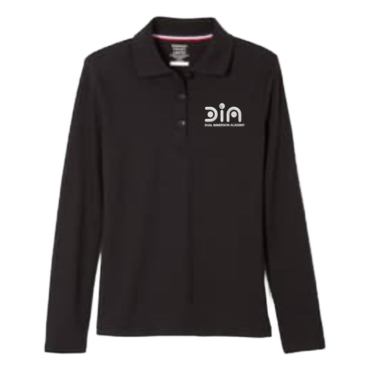 Dual Immersion Academy - Girl's Long Sleeve Picot Collar Polo - 6-8
