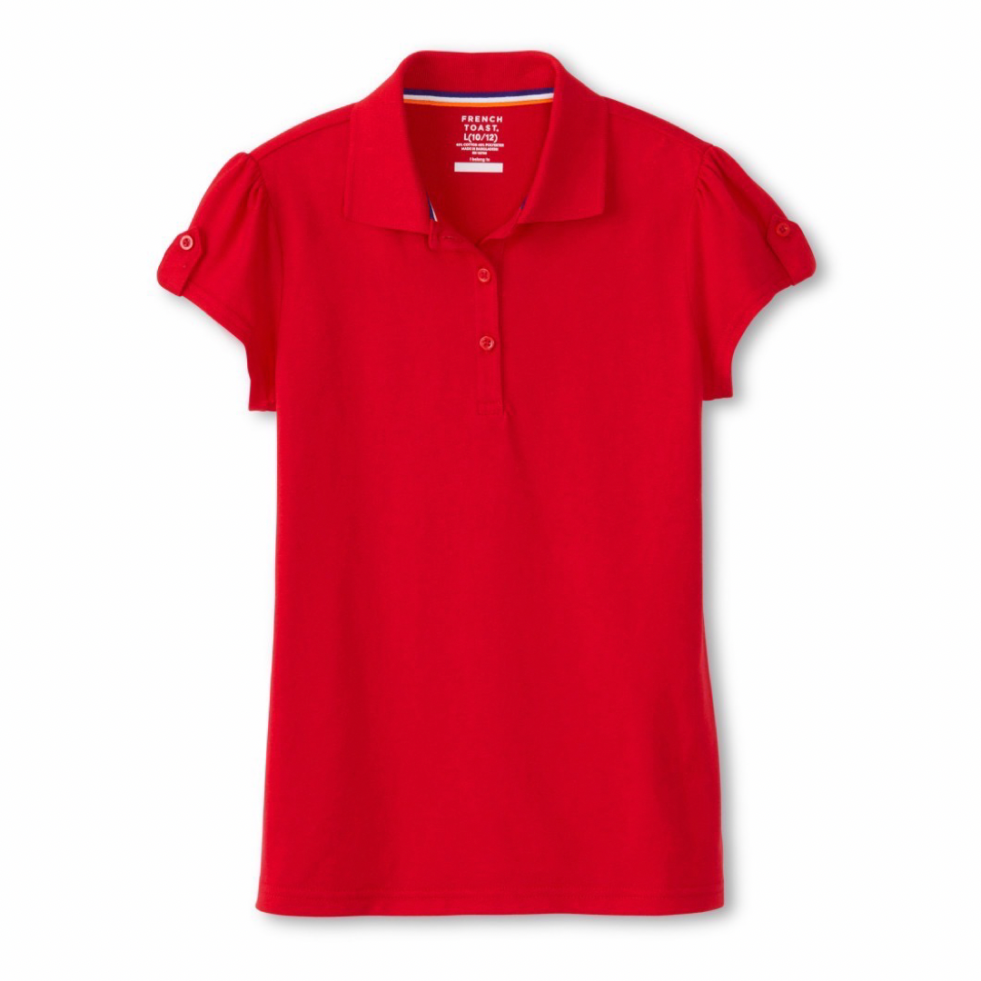 Girl's Short Sleeve Jersey Polo w/ Sleeve Tabs