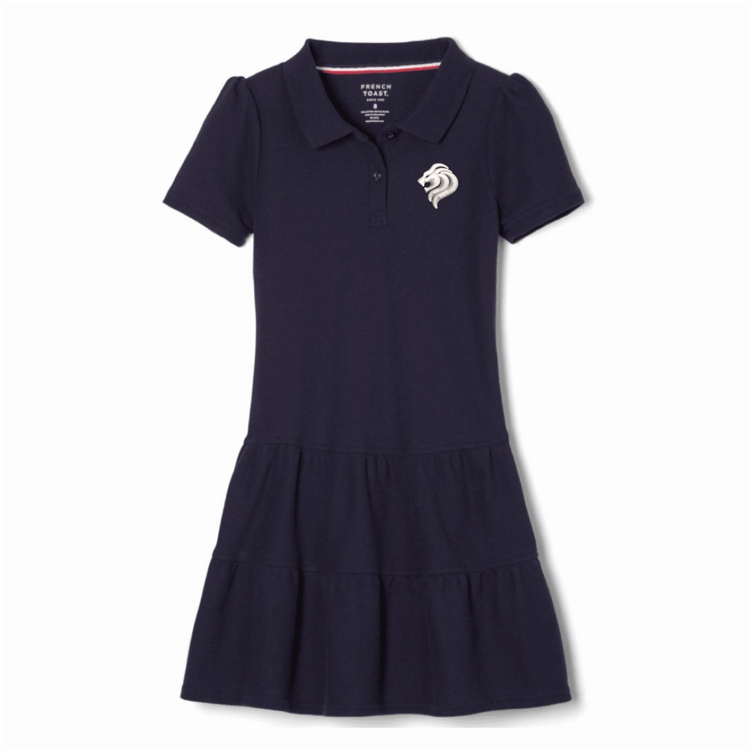 San Diego Jewish Academy - Girl's Short Sleeve Ruffle Piqué Polo Dress
